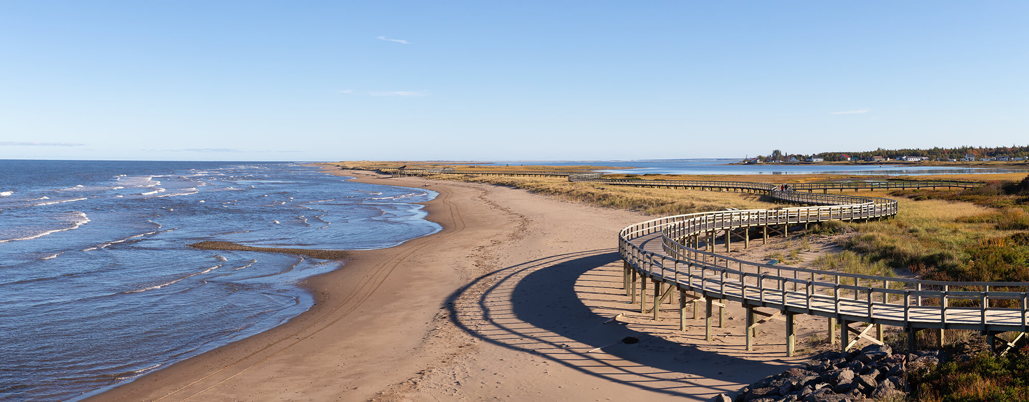 Panoramic view of a sandy beach in New Brunswick